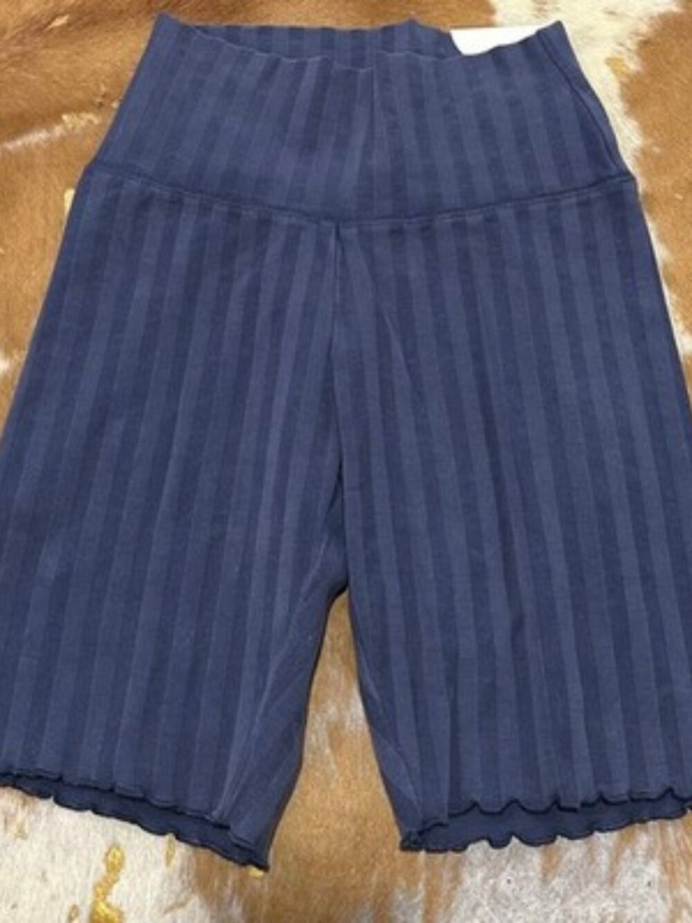 Aerie Offline OG‎ Bike Shorts Navy Blue Ribbed High Rise 7" Inseam Small NWT